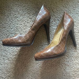 Brown Faux Alligator Heels